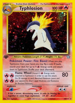 pokemon neo genesis rare cards Pocket Monsters: Typhlosion Japanese Holo Card No. 15 Rare Card Type 10 Best Pokmon cards in