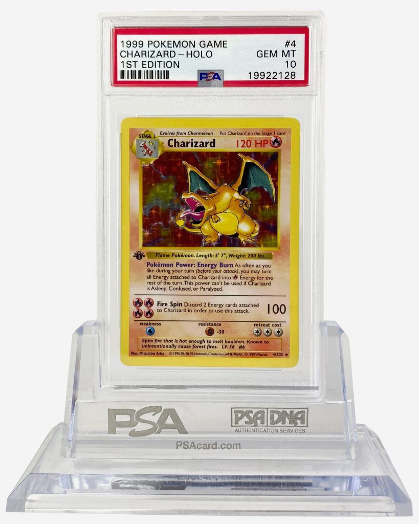 1. 1999 1st Edition Base Set Charizard PSA 10