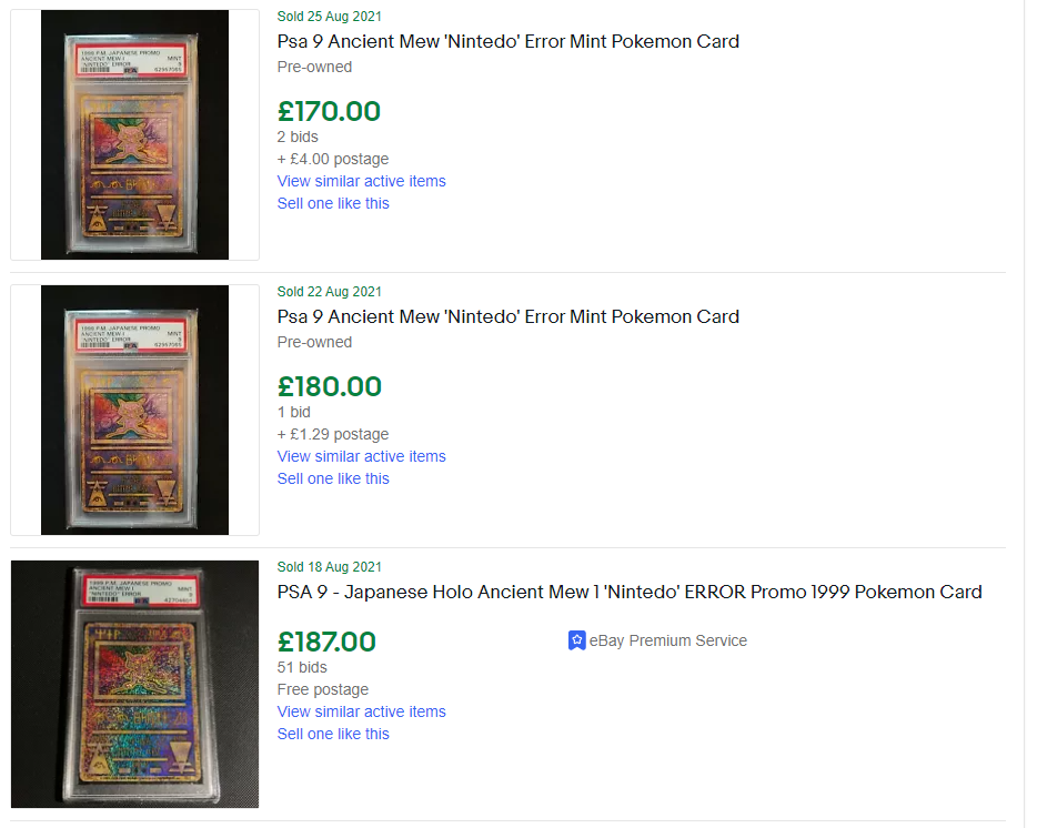 A rare Ancient Mew Pokémon card in perfect condition, typo and all, just  sold at auction