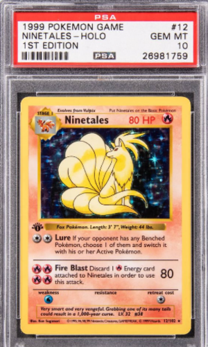 1999 Pokemon Base 1st Edition Holo Thick Stamp Shadowless Ninetales #12