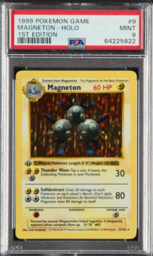 1999 Pokemon Base Set 1. Baskı Shadowless Holo Magneton #9