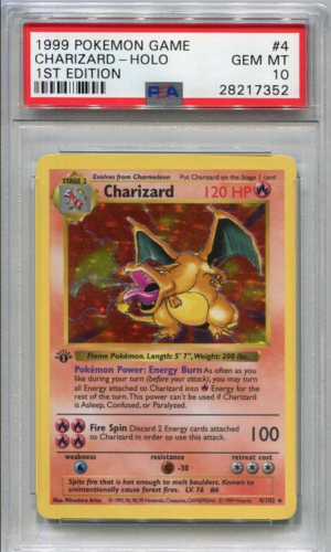 1999 Pokemon Base Set bez cienia 1. wydanie Holo Charizard #4