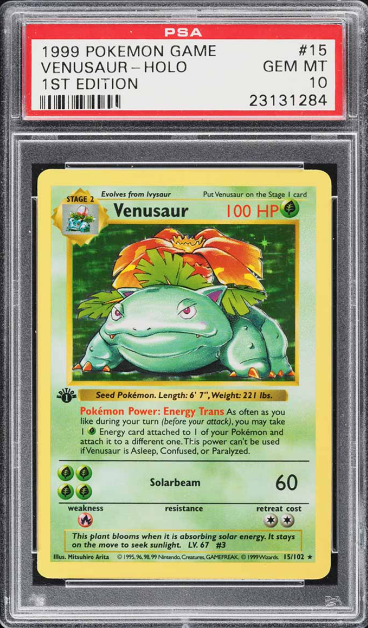 1999 Pokemon Base Set Shadowless 1st Edition Holo Venusaur