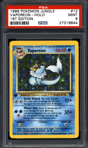 1999 Pokemon Jungle Phiên bản đầu tiên Holo Vaporeon #12