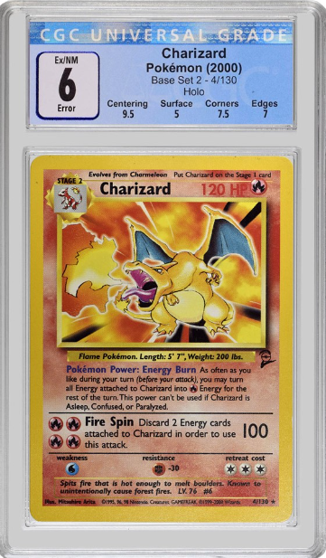 2000 Pokemon Base Set 2 Non-Holo Charizard ERROR #4