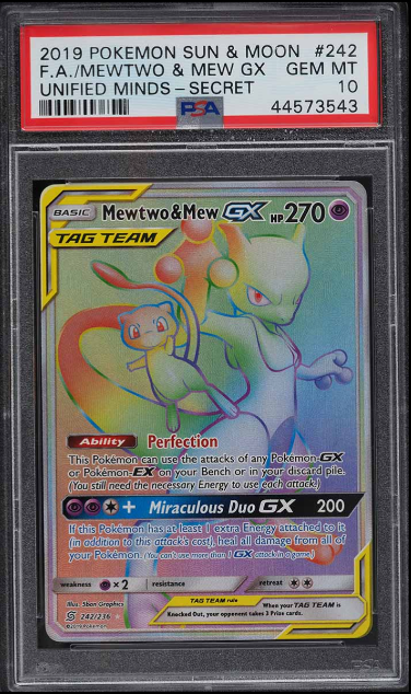 10. 2019 Pokemon S&M Unified Minds Secret GX Mewtwo & Mew #242